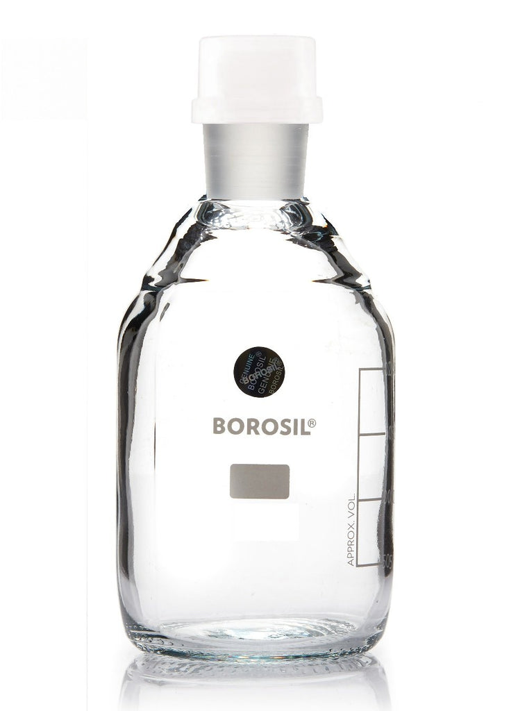 Borosil® BOD Bottle I/C Stopper & Plastic Cap - 300 mL - CS/30