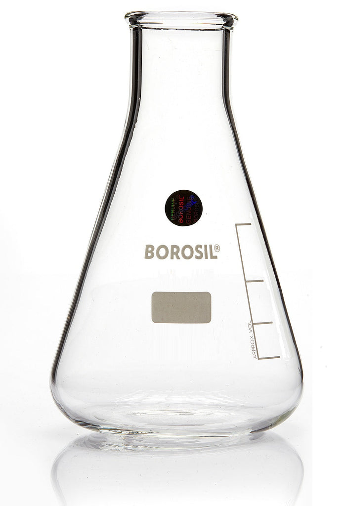 Borosil® Flasks, Erlenmeyer, Narrow Mouth, Ground Glass Neck, 250mL, 24/29, CS/10