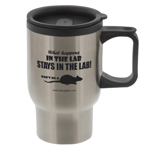 "What Happens in the Lab" - 16oz Travel Mug  - LabRatGifts