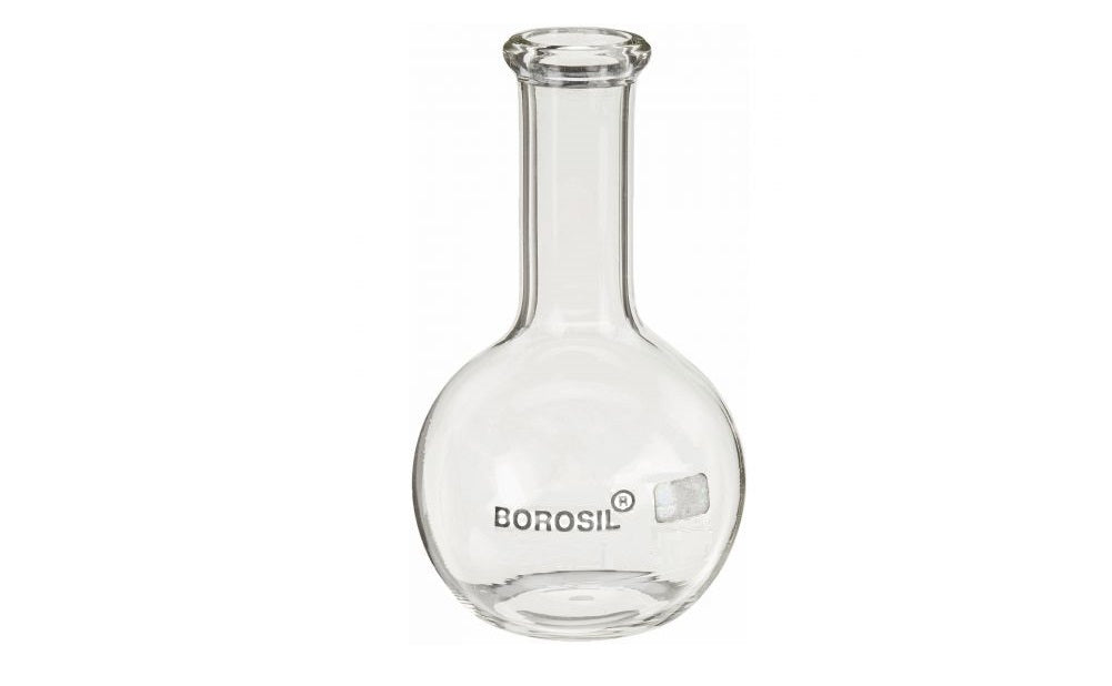 Borosil® Flasks, Boiling, Flat Bottom, Ground Glass Neck, 100mL, 19/26, CS/5