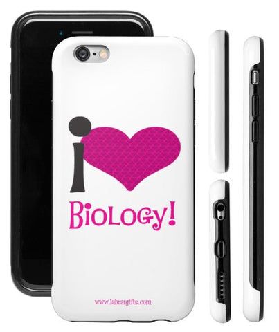 "I ♥ Biology" (pink) - Protective iPhone 6/6s Case  - LabRatGifts - 1