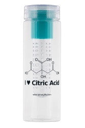 "I ♥ Citric Acid" - 25oz Fruit Infuser Water Bottle (teal)  - LabRatGifts